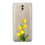 Manitoba Huawei Mate 20 Lite ile Uyumlu Baskılı Yumuşak Silikon Şeffaf Telefon Kılıfı, Sarı Çiçek Deseni