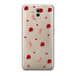 Manitoba Huawei Mate 20 Lite ile Uyumlu Baskılı Yumuşak Silikon Şeffaf Telefon Kılıfı, Uğur Böceği ve Kalp Deseni