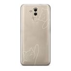 Manitoba Huawei Mate 20 Lite ile Uyumlu Kediler Tasarımlı Baskılı Şeffaf Telefon Kılıfı