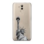 Manitoba Huawei Mate 20 Lite ile Uyumlu Özgürlük Heykeli Tasarımlı Baskılı Şeffaf Telefon Kılıfı