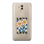 Manitoba Huawei Mate 20 Lite ile Uyumlu Sevimli Çiçekler Tasarımlı Baskılı Şeffaf Telefon Kılıfı