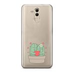 Manitoba Huawei Mate 20 Lite ile Uyumlu Sevimli Kaktüsler Tasarımlı Baskılı Şeffaf Telefon Kılıfı, Çok Renkli