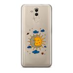 Manitoba Huawei Mate 20 Lite Uyumlu Ay Güneş ve Gezegen Tasarımlı Baskılı Şeffaf Telefon Kılıfı