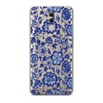 Manitoba Huawei Mate 20 Lite Uyumlu Baskılı Yumuşak Silikon Şeffaf Telefon Kılıfı, Mavi Çiçek Deseni