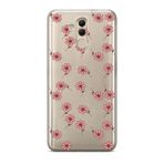 Manitoba Huawei Mate 20 Lite Uyumlu Baskılı Yumuşak Silikon Şeffaf Telefon Kılıfı, Pembe Çiçek Deseni