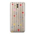 Manitoba Huawei Mate 20 Lite Uyumlu Baskılı Yumuşak Silikon Şeffaf Telefon Kılıfı, Renkli Kalp Deseni