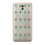 Manitoba Huawei Mate 20 Lite Uyumlu Baskılı Yumuşak Silikon Şeffaf Telefon Kılıfı, Turkuaz Kalp Deseni