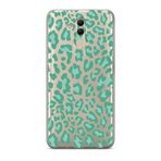 Manitoba Huawei Mate 20 Lite Uyumlu Baskılı Yumuşak Silikon Şeffaf Telefon Kılıfı, Yeşil Leopar Desen
