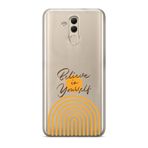 Manitoba Huawei Mate 20 Lite Uyumlu Believe Tasarımlı Baskılı Şeffaf Telefon Kılıfı, Turuncu