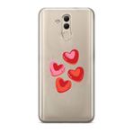 Manitoba Huawei Mate 20 Lite Uyumlu Kalpler Tasarımlı Baskılı Şeffaf Telefon Kılıfı