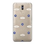Manitoba Huawei Mate 20 Lite Uyumlu Nazar Boncuğu Tasarımlı Baskılı Şeffaf Telefon Kılıfı