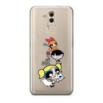 Manitoba Huawei Mate 20 Lite Uyumlu Powerpuff Girls Tasarımlı Baskılı Şeffaf Telefon Kılıfı, Çok Renkli