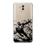 Manitoba Huawei Mate 20 Lite Uyumlu Siyah Örümcek Tasarımlı Baskılı Şeffaf Silikon Telefon Kılıfı