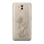 Manitoba Huawei Mate 20 Lite Uyumlu Soyut Sanat Tasarımlı Baskılı Şeffaf Telefon Kılıfı, Silikon, Çok Renkli