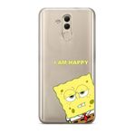 Manitoba Huawei Mate 20 Lite Uyumlu SpongeBob Tasarımlı Baskılı Şeffaf Silikon Telefon Kılıfı, Çok Renkli