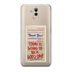 Manitoba Huawei Mate 20 Lite Uyumlu Thank You Tasarımlı Baskılı Şeffaf Telefon Kılıfı, Çok Renkli
