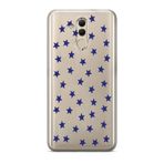 Manitoba Huawei Mate 20 Lite Uyumlu Yıldızlar Tasarımlı Baskılı Şeffaf Telefon Kılıfı, Silikon