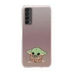 Manitoba Huawei P Smart 2021 ile Uyumlu Baby Yoda Tasarımlı Baskılı Şeffaf Telefon Kılıfı