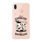 Manitoba Huawei P20 Lite ile Uyumlu Baskılı Yumuşak Silikon Şeffaf Telefon Kılıfı, Espresso Deseni