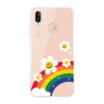 Manitoba Huawei P20 Lite ile Uyumlu Baskılı Yumuşak Silikon Şeffaf Telefon Kılıfı, Gökkuşağı Desen