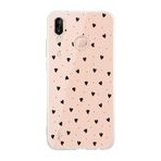 Manitoba Huawei P20 Lite ile Uyumlu Baskılı Yumuşak Silikon Şeffaf Telefon Kılıfı, Kalp Deseni