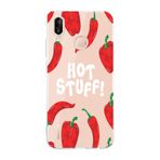 Manitoba Huawei P20 Lite ile Uyumlu Baskılı Yumuşak Silikon Şeffaf Telefon Kılıfı, Kırmızı Biber Deseni