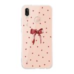 Manitoba Huawei P20 Lite ile Uyumlu Baskılı Yumuşak Silikon Şeffaf Telefon Kılıfı, Pembe, Kalp Desenli