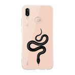 Manitoba Huawei P20 Lite ile Uyumlu Baskılı Yumuşak Silikon Şeffaf Telefon Kılıfı, Siyah Yılan Deseni