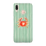 Manitoba Huawei P20 Lite ile Uyumlu Baskılı Yumuşak Silikon Şeffaf Telefon Kılıfı, Yeşil Çizgili Kırmızı Yengeç Deseni
