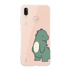 Manitoba Huawei P20 Lite ile Uyumlu Baskılı Yumuşak Silikon Şeffaf Telefon Kılıfı, Yeşil Dinozor Desen