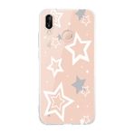 Manitoba Huawei P20 Lite ile Uyumlu Baskılı Yumuşak Silikon Şeffaf Telefon Kılıfı, Yıldız Desen