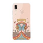 Manitoba Huawei P20 Lite ile Uyumlu Believe Tasarımlı Şeffaf Telefon Kılıfı, Çok Renkli