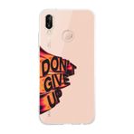 Manitoba Huawei P20 Lite ile Uyumlu Dont Give Up Tasarımlı Şeffaf Telefon Kılıfı, Silikon, Çok Renkli