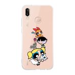 Manitoba Huawei P20 Lite ile Uyumlu Powerpuff Girls Tasarımlı Şeffaf Telefon Kılıfı, Silikon, Çok Renkli