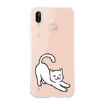 Manitoba Huawei P20 Lite ile Uyumlu Sevimli Kedi Tasarımlı Şeffaf Telefon Kılıfı