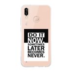 Manitoba Huawei P20 Lite Uyumlu Do It Now Tasarımlı Şeffaf Telefon Kılıfı, Silikon, Çok Renkli