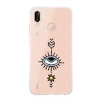 Manitoba Huawei P20 Lite Uyumlu Göz Tasarımlı Şeffaf Telefon Kılıfı, Silikon, Çok Renkli