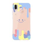Manitoba Huawei P20 Lite Uyumlu Gülen Yüz Tasarımlı Şeffaf Telefon Kılıfı, Çok Renkli
