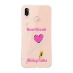 Manitoba Huawei P20 Lite Uyumlu Heart Break Tasarımlı Şeffaf Telefon Kılıfı, Çok Renkli