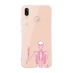 Manitoba Huawei P20 Lite Uyumlu İskelet Tasarımlı Şeffaf Telefon Kılıfı, Silikon, Çok Renkli