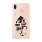 Manitoba Huawei P20 Lite Uyumlu Kaplan Tasarımlı Baskılı Şeffaf Telefon Kılıfı