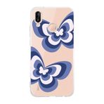 Manitoba Huawei P20 Lite Uyumlu Kelebek Tasarımlı Şeffaf Telefon Kılıfı, Silikon, Çok Renkli