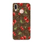 Manitoba Huawei P20 Lite Uyumlu Leopar ve Kiraz Tasarımlı Baskılı Şeffaf Telefon Kılıfı