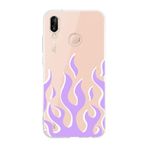 Manitoba Huawei P20 Lite Uyumlu Lila Alev Tasarımlı Şeffaf Telefon Kılıfı