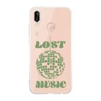 Manitoba Huawei P20 Lite Uyumlu Lost Music Tasarımlı Şeffaf Telefon Kılıfı, Çok Renkli