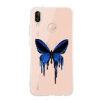 Manitoba Huawei P20 Lite Uyumlu Mavi Kelebek Tasarımlı Şeffaf Telefon Kılıfı