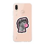 Manitoba Huawei P20 Lite Uyumlu Michelangelo Tasarımlı Şeffaf Telefon Kılıfı, Çok Renkli