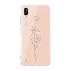Manitoba Huawei P20 Lite Uyumlu Minimal Çiçek Tasarımlı Şeffaf Telefon Kılıfı