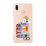 Manitoba Huawei P20 Lite Uyumlu Okay Tasarımlı Şeffaf Telefon Kılıfı, Çok Renkli