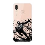 Manitoba Huawei P20 Lite Uyumlu Siyah Örümcek Tasarımlı Baskılı Şeffaf Telefon Kılıfı